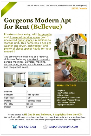 real estate ads samples. sample real estate flyers.